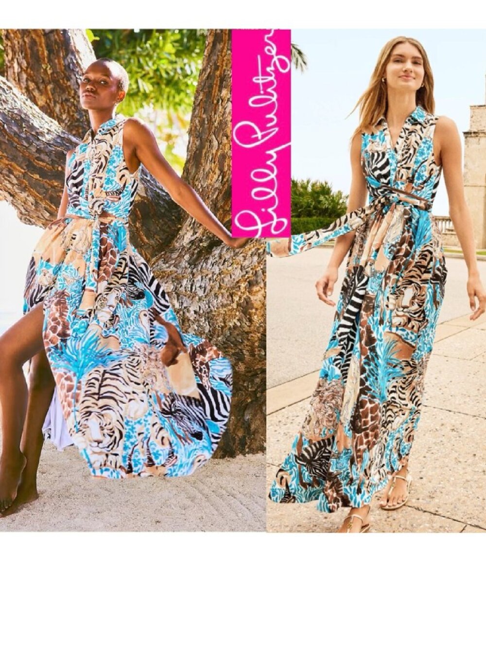 NWT Lilly Pulitzer Marria Stretch Maxi Shirtdress, Lily’s Zoo sz 10